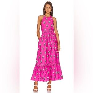 RHODE Salena Dress in Marigold Flower Hot Pink